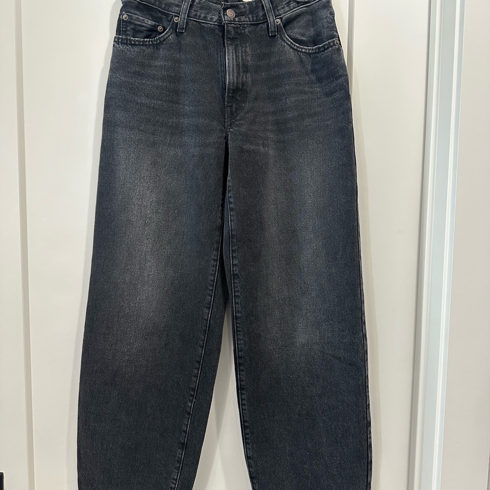 Levi's Black Washed Mid-Rise Straight Jeans Baggy/Dad